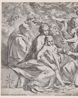 The Holy Family attended by Angels by Pietro Testa