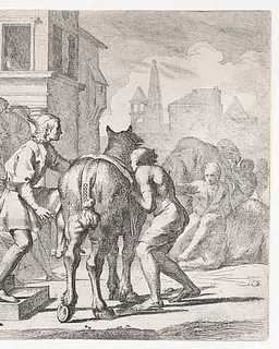 The Departure of the Prodigal Son, Shown About to Mount a Horse by Pietro Testa