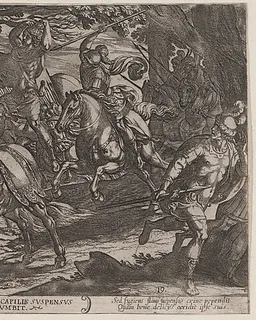 Plate 19: Jacob Killing Absalom, from "The Battles of the Old Testament" by Antonio Tempesta