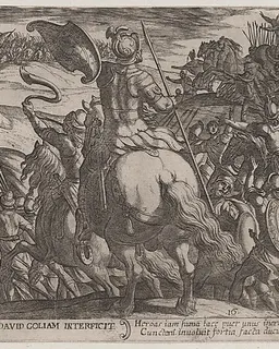 Plate 16: David Killing Goliath, from "The Battles of the Old Testament" by Antonio Tempesta