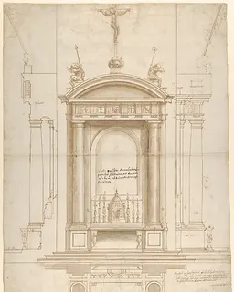 Design for an Altar Surmounted by a Crucifix in Four Different Views by Vincenzo de' Rossi
