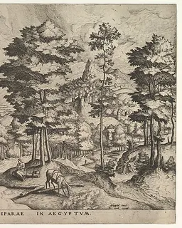 Flight into Egypt (Fuga deiparae in Aegyptum), from "The Large Landscapes" by Johannes van Doetecum I