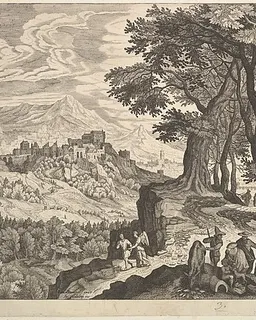 Landscape with Tobias and the Angel and Gypsies by Aegidius Sadeler II