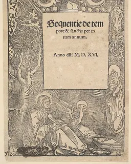 Saint John the Evangelist on Patmos, title page from Hymni de tempore et de sanctis by Hans Baldung Grien