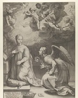 Annunciation, from "The Birth and Early Life of Christ" by Hendrick Goltzius