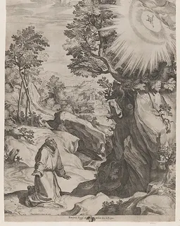 St Francis Penitent in the Wilderness by Cornelis Cort