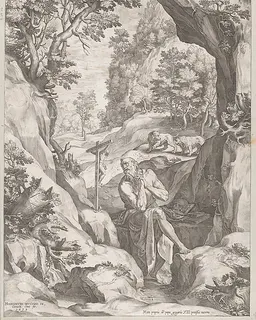 St Jerome Penitent in the Wilderness by Cornelis Cort