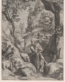 St Jerome Penitent in the Wilderness by Cornelis Cort
