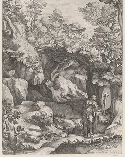 Mary Magdalen Repentant in the Wilderness by Cornelis Cort