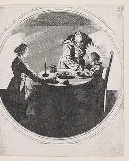 Copy of Le Benedicite, estampe appelée aussi La Sainte Famille a Table et St. Joseph Faisant Boire L'Enfant Jésus (The Grace, also called The Holy Family at the Table and St. Joseph Giving the Christ Child a Drink) by Anonymous