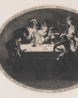 Le Brelan, pièce appelée aussi Les Joueurs de Cartes et L'Enfant Produgue Trompé par une Troupe de Filous (Three of a Kind, also called The Card Players and The Prodigal Son Tricked by a Group of Thieves) by Jacques Callot
