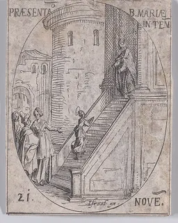 Preséntation de la Vierge Marie dans le Temple (Presentation of the Virgin Mary in the Temple), November 21st, from "Les Images De Tous Les Saincts et Saintes de L'Année" (Images of All of the Saints and Religious Events of the Year) by Jacques Callot