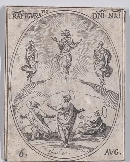 La Transfiguration de Notre-Seigneur (The Transfiguration of Christ), August 6th, from "Les Images De Tous Les Saincts et Saintes de L'Année" (Images of All of the Saints and Religious Events of the Year) by Jacques Callot