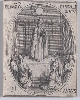 Fête à la Sainte Vierge (Celebration of the Blessed Virgin), August 31st, from "Les Images De Tous Les Saincts et Saintes de L'Année" (Images of All of the Saints and Religious Events of the Year) by Jacques Callot