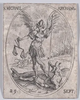 S. Michel, archange (St. Michael, Archangel), September 29th, from "Les Images De Tous Les Saincts et Saintes de L'Année" (Images of All of the Saints and Religious Events of the Year) by Jacques Callot