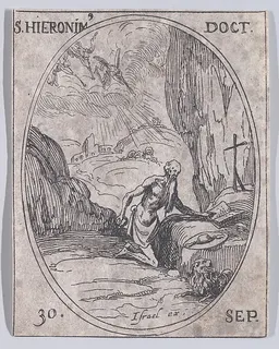 S. Jérôme, docteur (St. Jerome, Doctor), September 30th, from "Les Images De Tous Les Saincts et Saintes de L'Année" (Images of All of the Saints and Religious Events of the Year) by Jacques Callot
