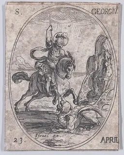 S. Georges (St. George), April 23rd, from "Les Images De Tous Les Saincts et Saintes de L'Année" (Images of All of the Saints and Religious Events of the Year) by Jacques Callot