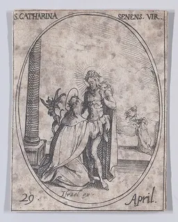 Ste. Catherine de Sienne, vierge (St. Catherine of Siena, Virgin), April 29th, from "Les Images De Tous Les Saincts et Saintes de L'Année" (Images of All of the Saints and Religious Events of the Year) by Jacques Callot