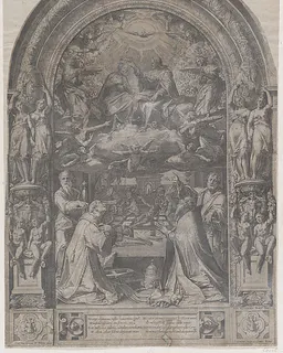 The Coronation of the Virgin with St Lawrence, St Paul, St Peter and St Sixtus by Cornelis Cort