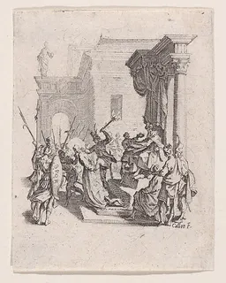 Jésus et la Femme Adultère (Jesus and the Woman Taken in Adultery), plate 5 from "Le Nouveau Testament" (The New Testament) by Jacques Callot