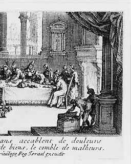 Le Partage des Biens, pièce appelée aussi L'Enfant Prodigue Reçoit sa Part d'Héritage (The Dividing of Assets, also called The Prodigal Son Receiving His Inheritance), from "L'Enfant Prodigue" (The Prodigal Son) by Jacques Callot