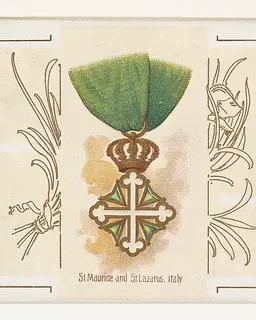 Saint Maurice and Saint Lazarus, Italy, from the World's Decorations series (N44) for Allen & Ginter Cigarettes by Allen & Ginter