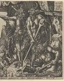 Copy of The Rich Man Transported to Hell, from "The Parable of the Rich Man and Lazarus" by Heinrich Aldegrever