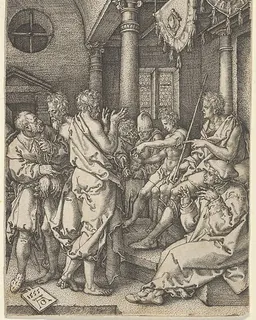 Daniel Cross-Examining the Elders, from "The Story of Susanna" by Heinrich Aldegrever