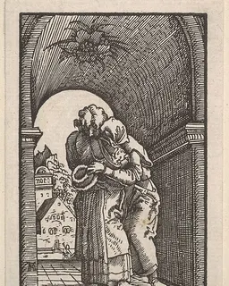Meeting of Joachim and Anna at the Golden Gate, from "The Fall and Salvation of Mankind Through the Life and Passion of Christ" by Albrecht Altdorfer