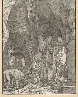 Saint Jerome in Penitence, in a Cave by Albrecht Altdorfer