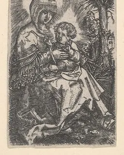 "The Beautiful Virgin of Regensburg" Seated in a Landscape by Albrecht Altdorfer