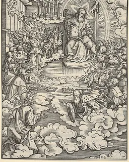 The Lord on the Throne Surrounded by Four Evangelists, plate 2 from "The Apocalypse" by Hans Burgkmair