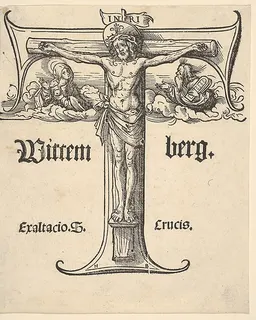 Christ on the Cross Between the Virgin and Moses by Hans Burgkmair