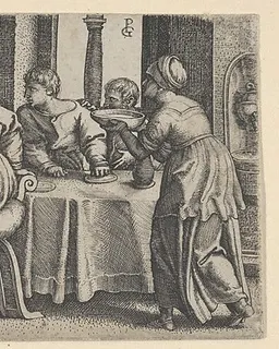 Tobias Leaving the Table, from "The Story of Tobias" by Georg Pencz