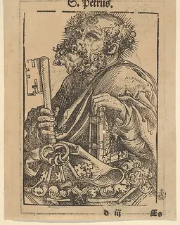 Bust of Saint Peter, from the "Large Series of Wittenberg Reliquaries"; verso: Martin Luther (1548) by Lucas Cranach the Elder