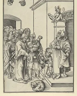 Christ before Caiphas, from "The Passion" by Lucas Cranach the Elder