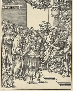 Pilate washing his hands, from The Passion by Lucas Cranach the Elder