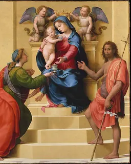 Madonna and Child Enthroned with Saints Mary Magdalen and John the Baptist by Giuliano di Piero di Simone Bugiardini