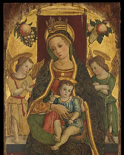 Madonna and Child Enthroned with Two Angels and a Donor by Vittore Crivelli