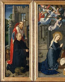 The Nativity with Donors and Saints Jerome and Leonard by Gerard David