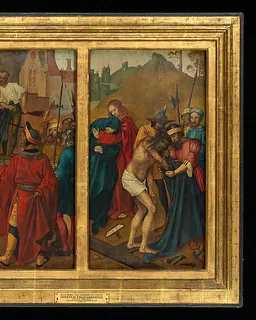 Ecce Homo, (reverse) Christ Blessing; The Disrobing of Christ, (reverse) Saint John the Baptist by Cornelis Engebrechtsz