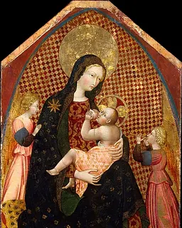 Madonna and Child with Two Angels and a Donor by Giovanni di Paolo (Giovanni di Paolo di Grazia)