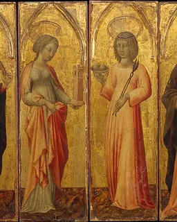 Saints Catherine of Alexandria, Barbara, Agatha, and Margaret by Giovanni di Paolo (Giovanni di Paolo di Grazia)