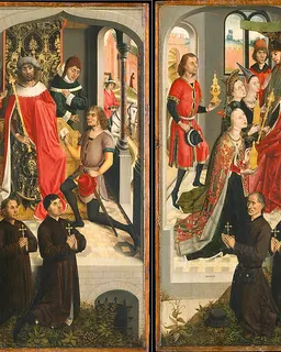 Abner's Messenger before David; The Queen of Sheba Bringing Gifts to Solomon; The Annunciation by Master of the Saint Barbara Legend