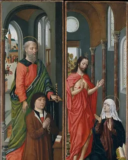 Saint Paul with a Donor; Christ Appearing to His Mother by Master of the Saint Ursula Legend