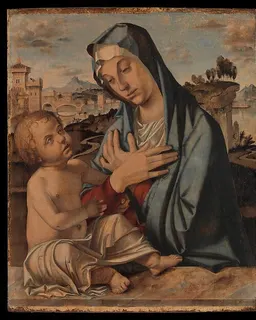 Madonna Adoring the Child by Bartolomeo Montagna (Bartolomeo Cincani)