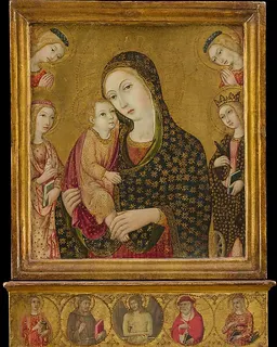 Madonna and Child with the Dead Christ, Saints Agnes and Catherine of Alexandria, and Two Angels by Sano di Pietro (Ansano di Pietro di Mencio)