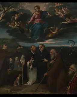 The Virgin Adored by Saints by Scarsellino (Ippolito Scarsella)