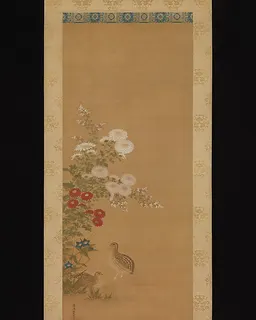 Quail and Autumn Flowers by Tosa Mitsuoki