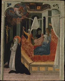Saint Catherine of Siena Beseeching Christ to Resuscitate Her Mother by Giovanni di Paolo (Giovanni di Paolo di Grazia)